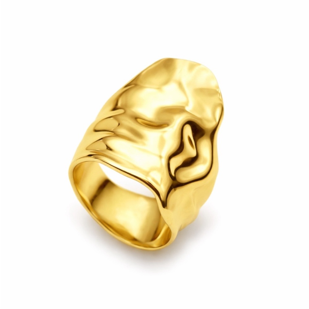ALEXIS  BITTAR • Molten Gold Asymmetrical Crumpled Ring size 7
